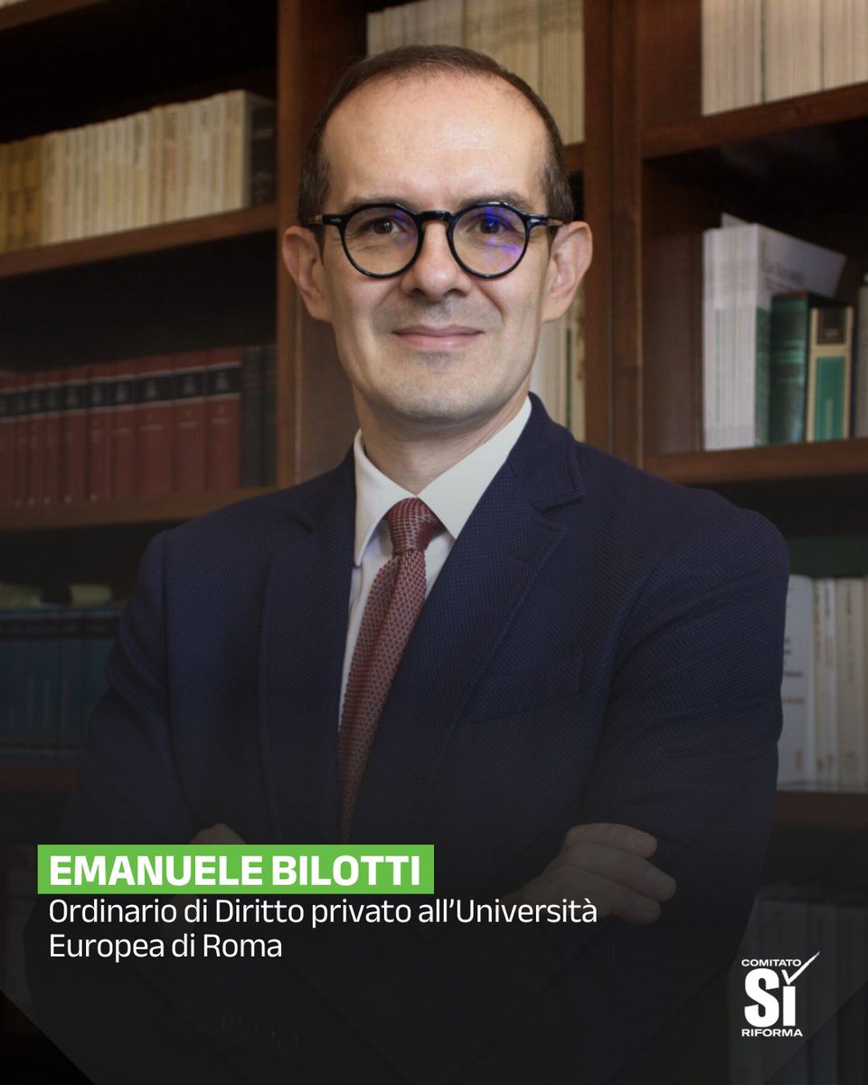 Si_Riforma's tweet photo. #EmanueleBilotti, avvocato e Professore ordinario di Diritto privato all’Università Europea di Roma, è tra i fondatori del #Comitato. Esperto ANVUR, ha fatto parte delle commissioni dei concorsi in magistratura e notarili e rappresenta l’Italia nel CDA della FRA. #SìRiforma https://t.co/bONRL3AO7S