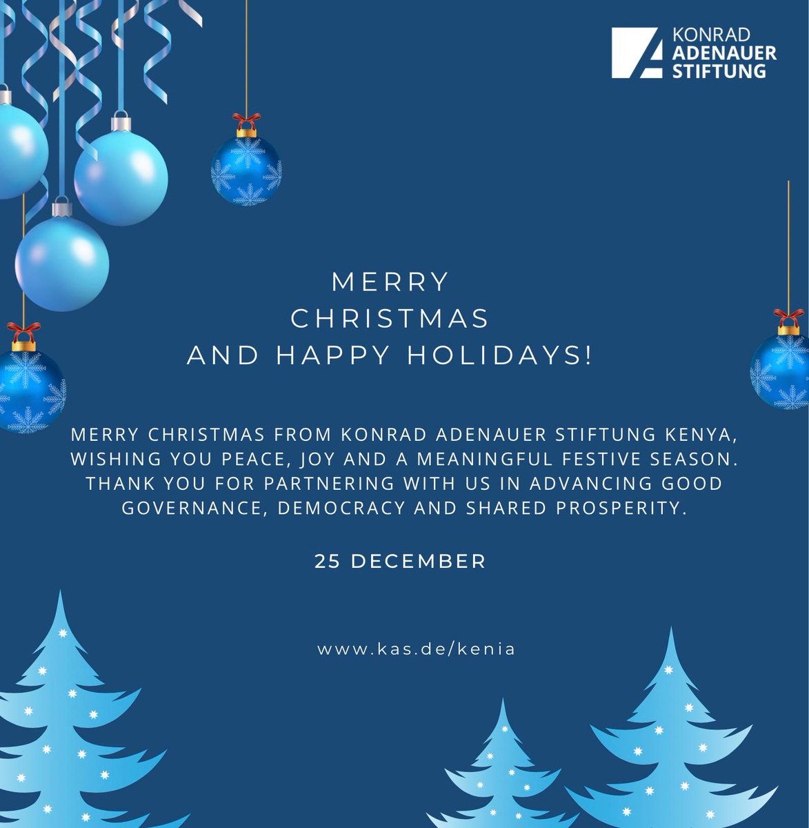 KAS_Kenya's tweet photo. Wishing our partners and friends a peaceful and joyful Christmas season.🎄 https://t.co/ZSvDj0wWmi