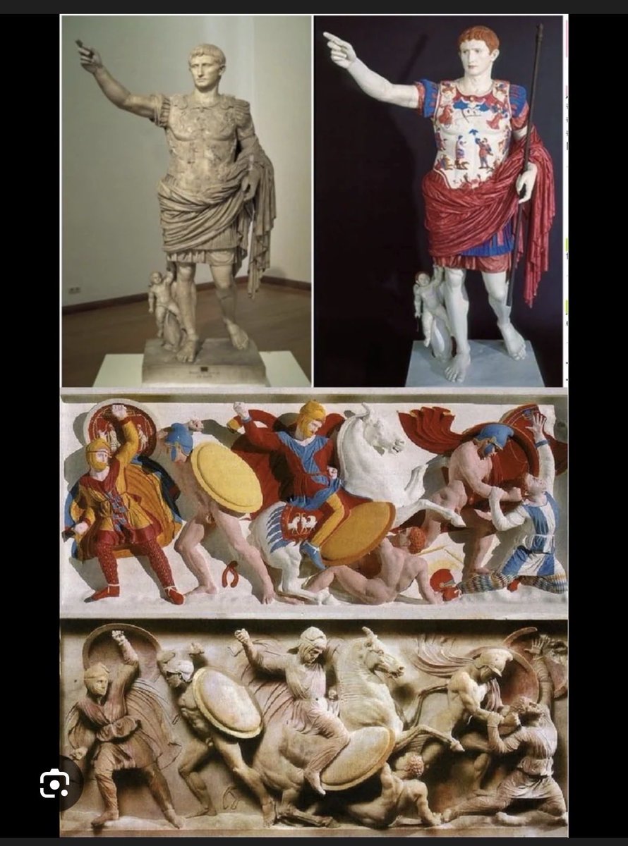 NYBULLstudio's tweet photo. @CowboyPensive @rayge_Quit @michaelmiraflor That’s right. In fact “Ancient Greek marble statues were  painted in vibrant colors (polychromy), not the  white we see today, with details like skin, hair, eyes, and clothing adorned in bright reds, blues, yellows, and greens, revealed by scientific analysis of pigment traces” https://t.co/kZ09Jdgolc