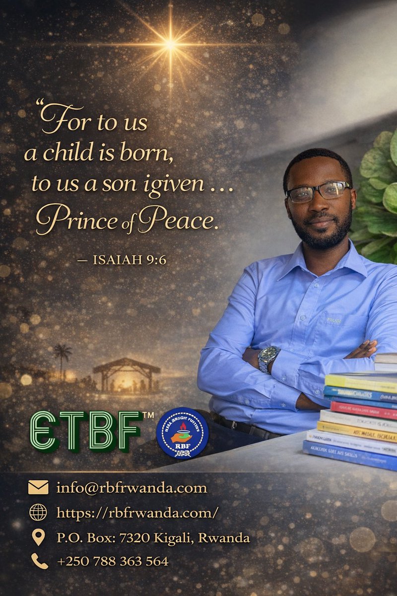 UmurungaF's tweet photo. As we celebrate the birth of Jesus Christ, we are reminded of God’s gift of hope, love, and light. At ETBF Initiative, we continue to serve young people and vulnerable communities across Rwanda—sharing God’s love through action.
“For to us a child is born
  Isaiah 9:6
#Christmas https://t.co/3Soq58jkRs