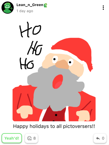 Th3Richmond's tweet photo. ✨ Drawing of the Day ✨ A festive fan art of Santa Claus posted in the Everything Community on @PictoVerseApp 

Merry Christmas y'all 🎅🎄Have a lovely time with friends and family!

Celebrate the holiday: https://t.co/fRDPYFi9bs

#buildinpublic #indiedev #Christmas  #fanart https://t.co/ByBlias3Cr