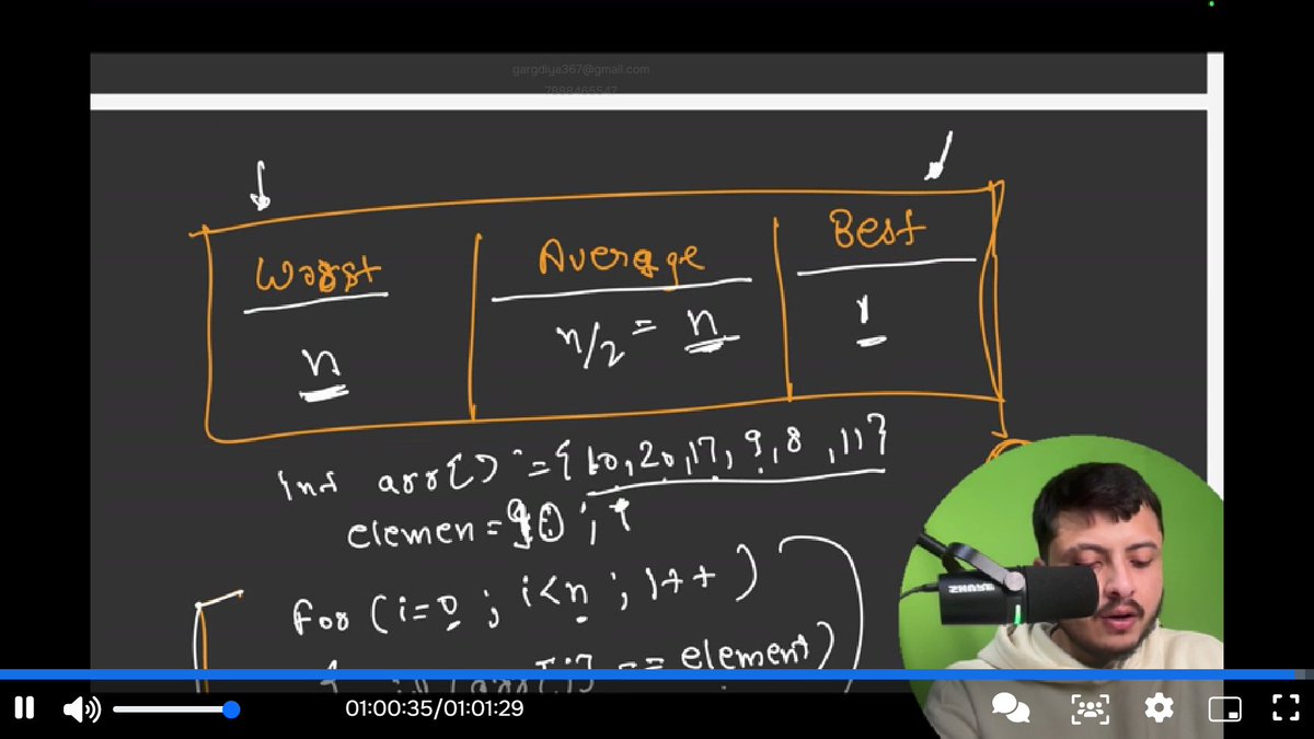 gargdiya367's tweet photo. #Lecture11 of my STRIKE DSA by @rohit_negi9
Today's Topic Covered: BigO, Omega and theta
Time complexity. Totally an eye opening lecture, learnt how to calculate time complexity manually, every concepts cleared, fun and knowelegde lecture....
#strike #dsajourney https://t.co/v6sx8vrjHp