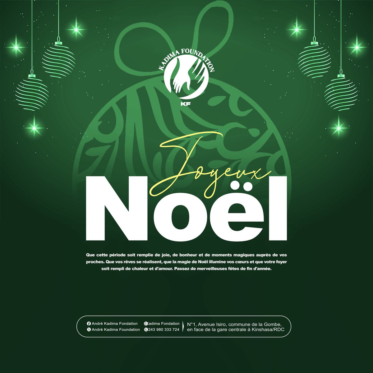 KadimaFoundati's tweet photo. La fête de Noël est un moment de joie et d'amour.

La Fondation Kadima vous souhaite un joyeux Noël en famille et surtout soyez heureux car la vie est précieuse. https://t.co/ZnrHzVcPQz
