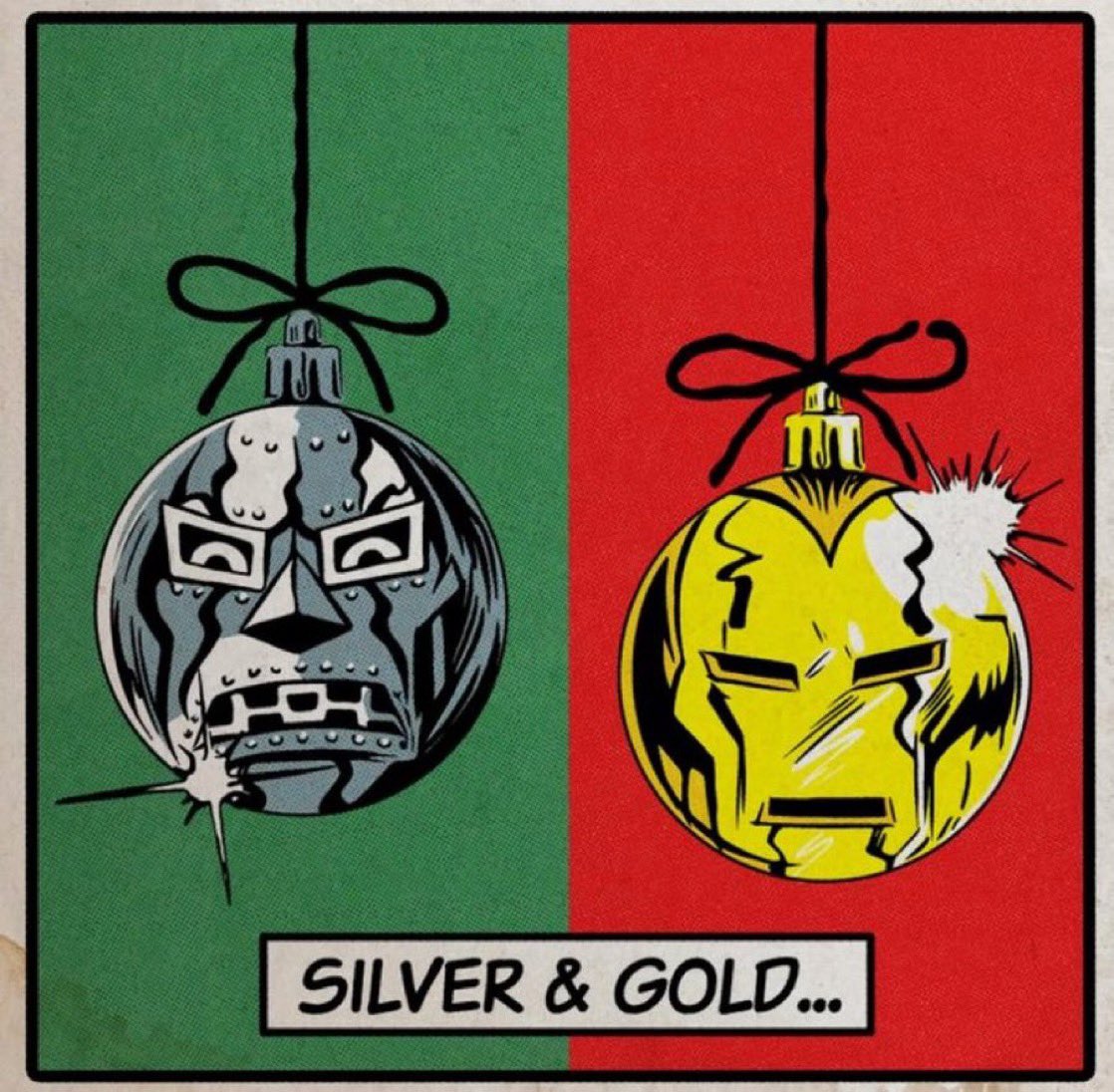 screentime's tweet photo. Robert Downey Jr shares new Christmas themed artwork featuring Doctor Doom and Iron Man https://t.co/pfqxuk0Z8Z