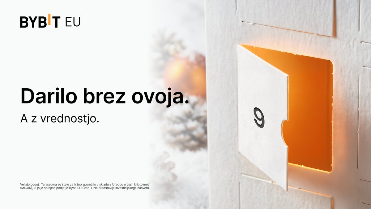 Bybit_Slovenia's tweet photo. 9/ 34 🎄🎅

Božič je čas majhnih razveseljevanj — danes enega dodajamo še mi.

Kako sodelujete 👇

1️⃣ Sledite @bybit_slovenia na X ali Instagramu (če nas še ne sledite)
2️⃣ ❤️ Všečkajte to objavo
3️⃣ V komentarju pustite 🎄 emoji
4️⃣ 🔁 Deljenje objave je neobvezno,
👉 z deljenjem si lahko povečate možnosti za zmago 🍀

⏰ Sodelujete lahko do jutri, do 17:00 (CET).

Zmagovalca prejšnje nagrade razkrivamo na 3. slajdu.

Veljajo splošni pogoji poslovanja. Ta vsebina se šteje za tržno sporočilo v skladu z Uredbo o trgih kriptosredstev (MiCAR) in jo zagotavlja družba Bybit EU GmbH. Ta vsebina ne predstavlja investicijskega nasveta. Nagradna igra se zaključi 19. januarja 2026 ob 23:59 (CET). V primeru dobitka boste obveščeni prek zasebnega sporočila (DM). Nagrade je možno dostaviti izključno na naslove v Sloveniji.

#34dnniza34let #BybitSlovenia #nagradnaigra #adventnikoledar #veselepraznike