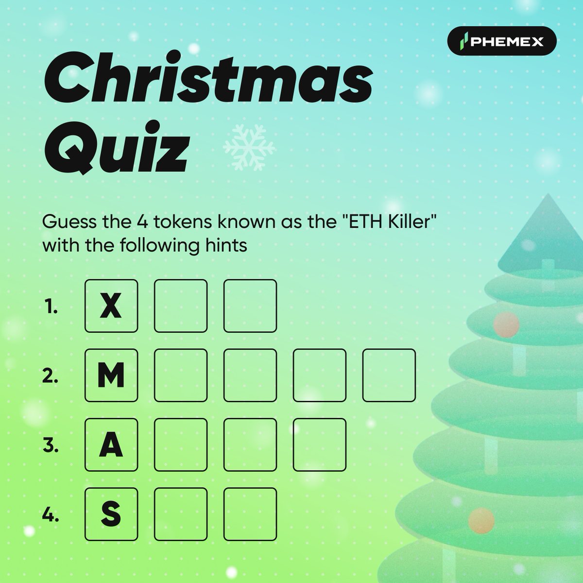 Phemex_official's tweet image. Ho Ho Ho! Celebrate Christmas with #PhemexQuiz🤶🎅

Participate to win 2⃣0️⃣0️⃣ USDT!

Enter now:
🎄 Follow @Phemex_official @Federico0x 
⛄️ RT + comment your answer + Phemex UID