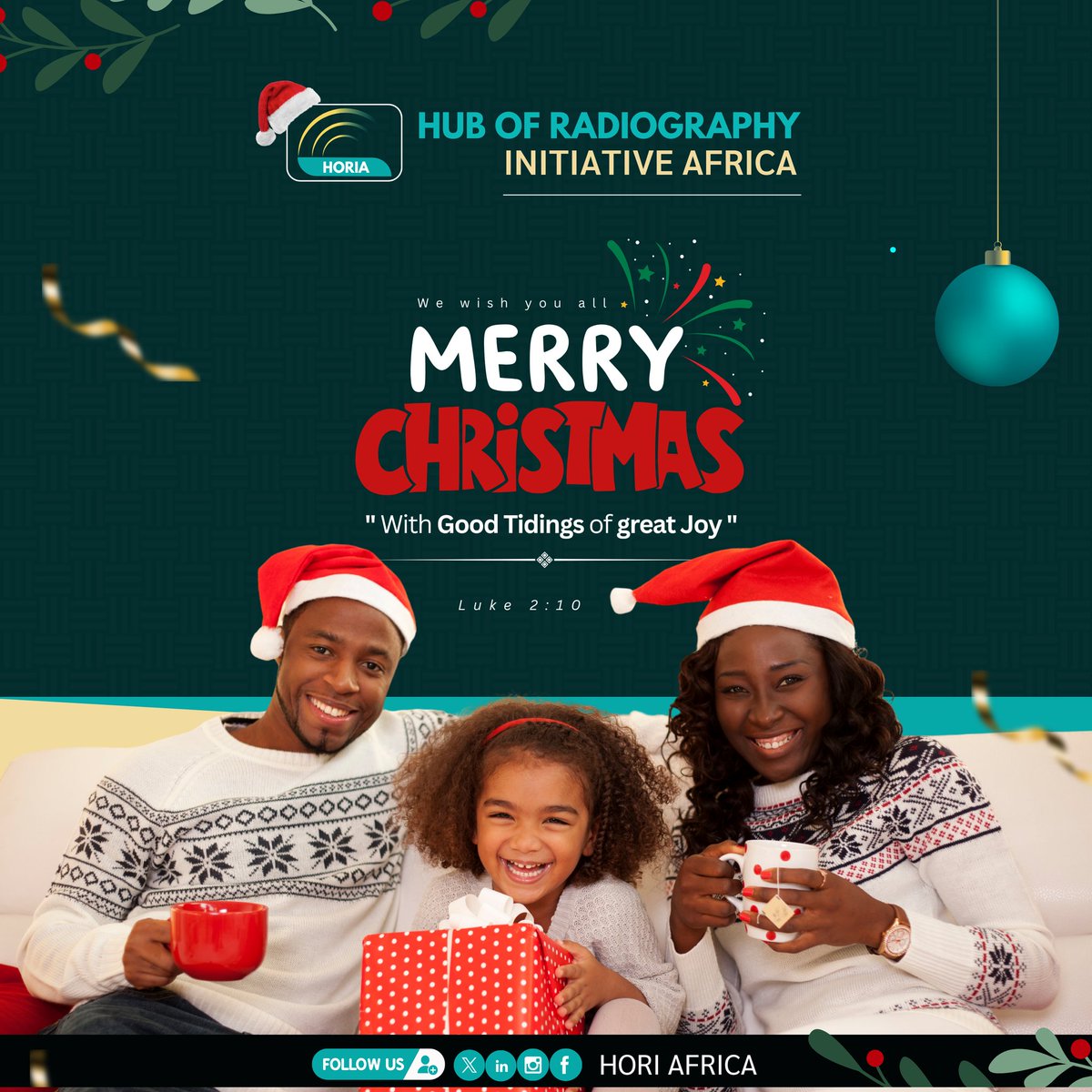 thehoriafrica's tweet photo. MERRY CHRISTMAS 🎄 🎁
with good tidings of great Joy
Luke 2:10
May your Christmas be filled with good tidings, laughter, and great Joy in your family, business and wellbeing
From all of us at HORI AFRICA 🌍
#horiafrica #horiacommunity #merrychristmas #christmasvibes #radiography https://t.co/bRuSlZbSQU