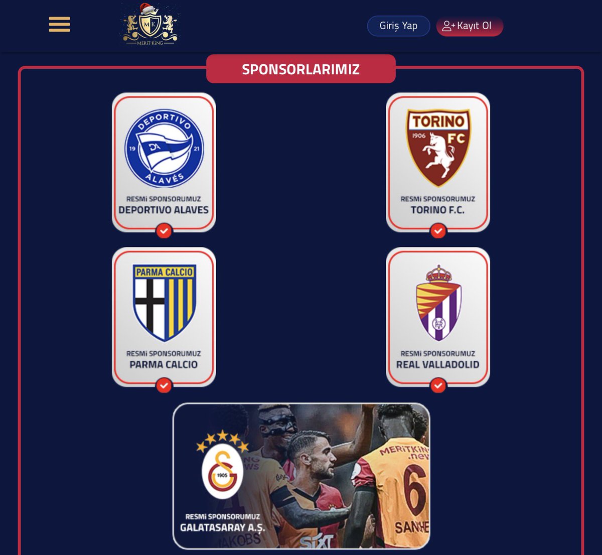🚨BİLGİLENDİRME | MeritKing resmi sitesinde “Sponsorlarımız” adlı kısımda hala Galatasaray yer alıyor.