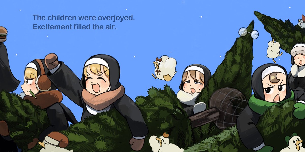 hyxpk's tweet image. 🎄 Merry Christmas! 🎄

I’ve got a Christmas gift for you all!

I created the very first Little Nuns picture book—
a special Christmas edition.
There’s chaos over the Christmas tree!

One chicken is hidden
in the 24 pages.
Hard to spot! 🐓

You can read it on my website!😊