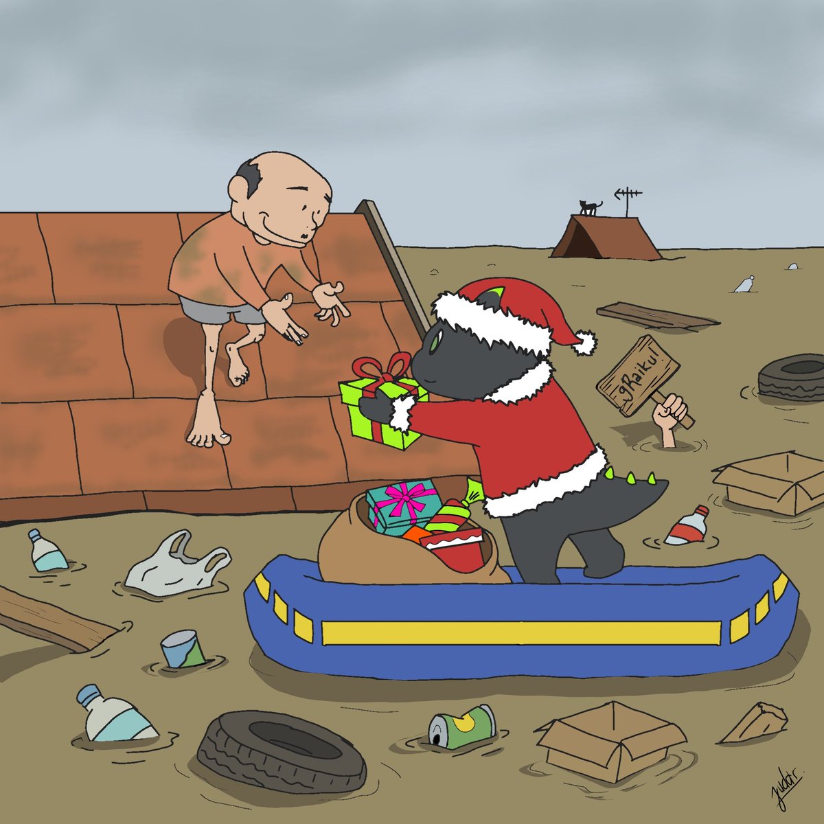 judas__swing's tweet photo. Amidst storms and floods, the light of Christmas continues to shine through unexpected kindness. May peace and hope always be with us, even in times of hardship.
Merry Christmas from Indonesia @raikucom
#RykuSanta
#SaveSumatra https://t.co/Z6YOV732Ps