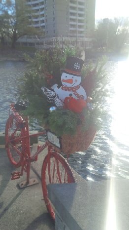 FESTIVE BIKE PLANTERS: Maintained by TOPCA in #PortCredit along the mainstreet and at the Harbour⛄️🎄
#bikeMississauga 🚲  
📷: TOPCA