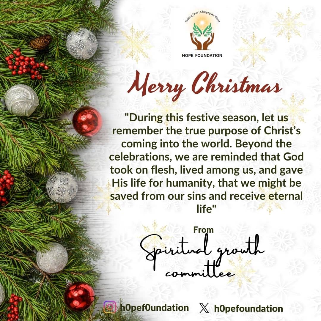 h0pefoundation's tweet photo. With Joy and Love from Hope Foundation, we wish you a Merry Christmas🎄✨

May this season bring you good tidings and all that your heart desires💚
Remember JESUS birth is the reason for the season🙂

#Christmas https://t.co/xEE5tMVxAL