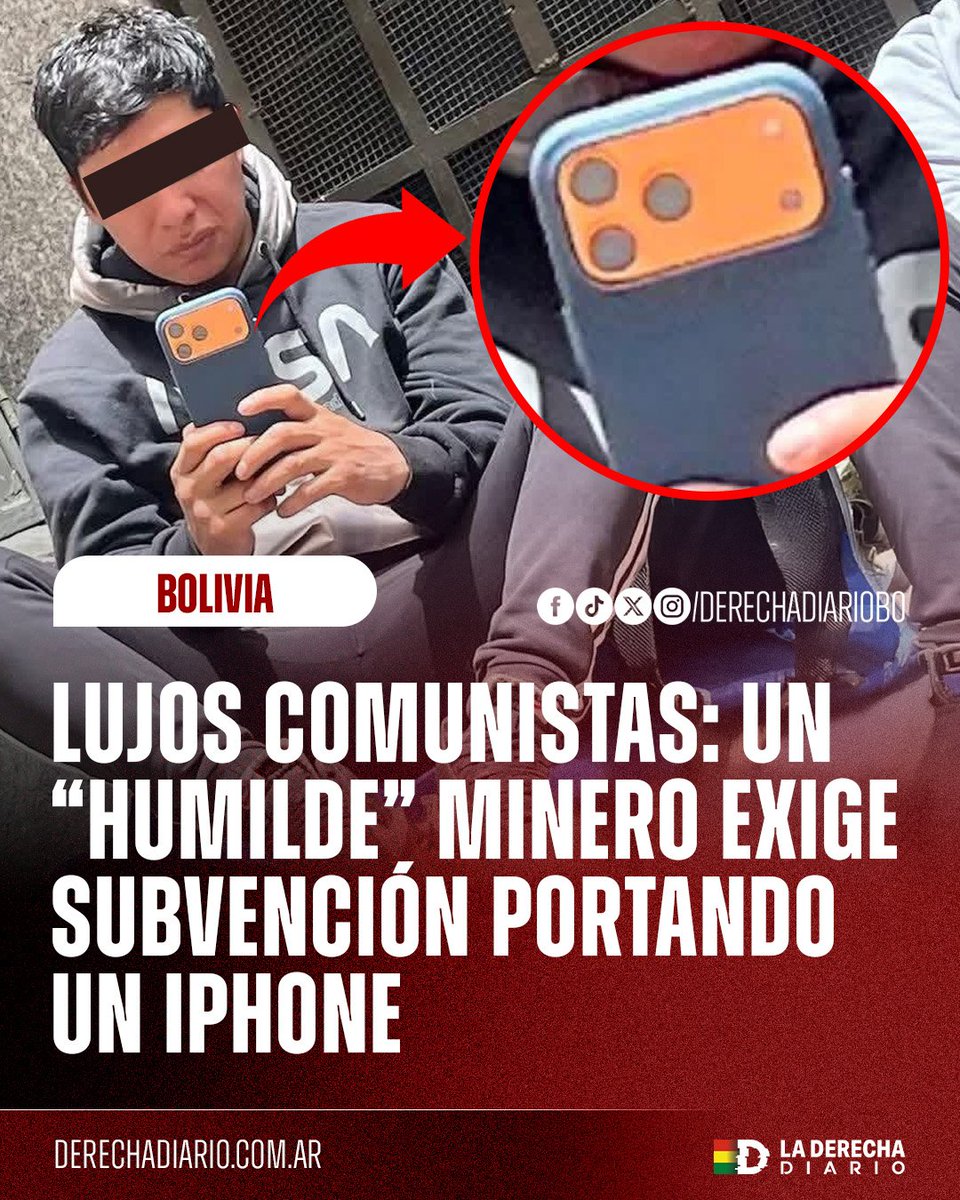 🚨🇧🇴 | LOS “HUMILDES” MINEROS QUEDAN EN RIDÍCULO: Se viralizó una imagen de los supuestos humildes mineros en La Paz utilizando iPhones y equipos de última generación, dejando en evidencia la hipocresía de su relato victimista.