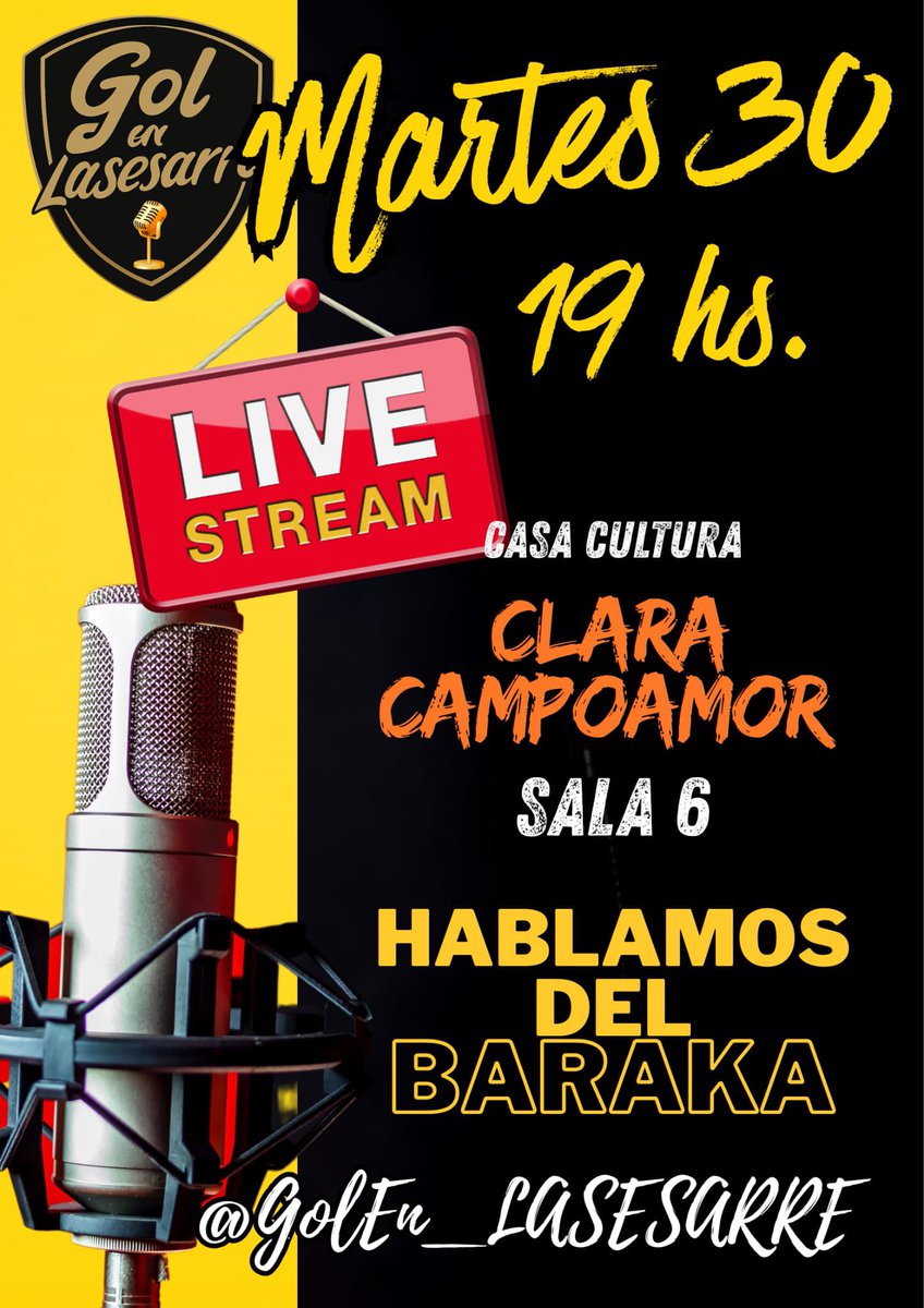 🔥MARTES 30 a las 19:00 programa en directo desde la sala 6 de Clara Campoamor🔥

Quien quiera acudir como público tendrá que confirmar su asistencia a través de nuestro número de teléfono:
☎️ 614 84 77 01 ☎️