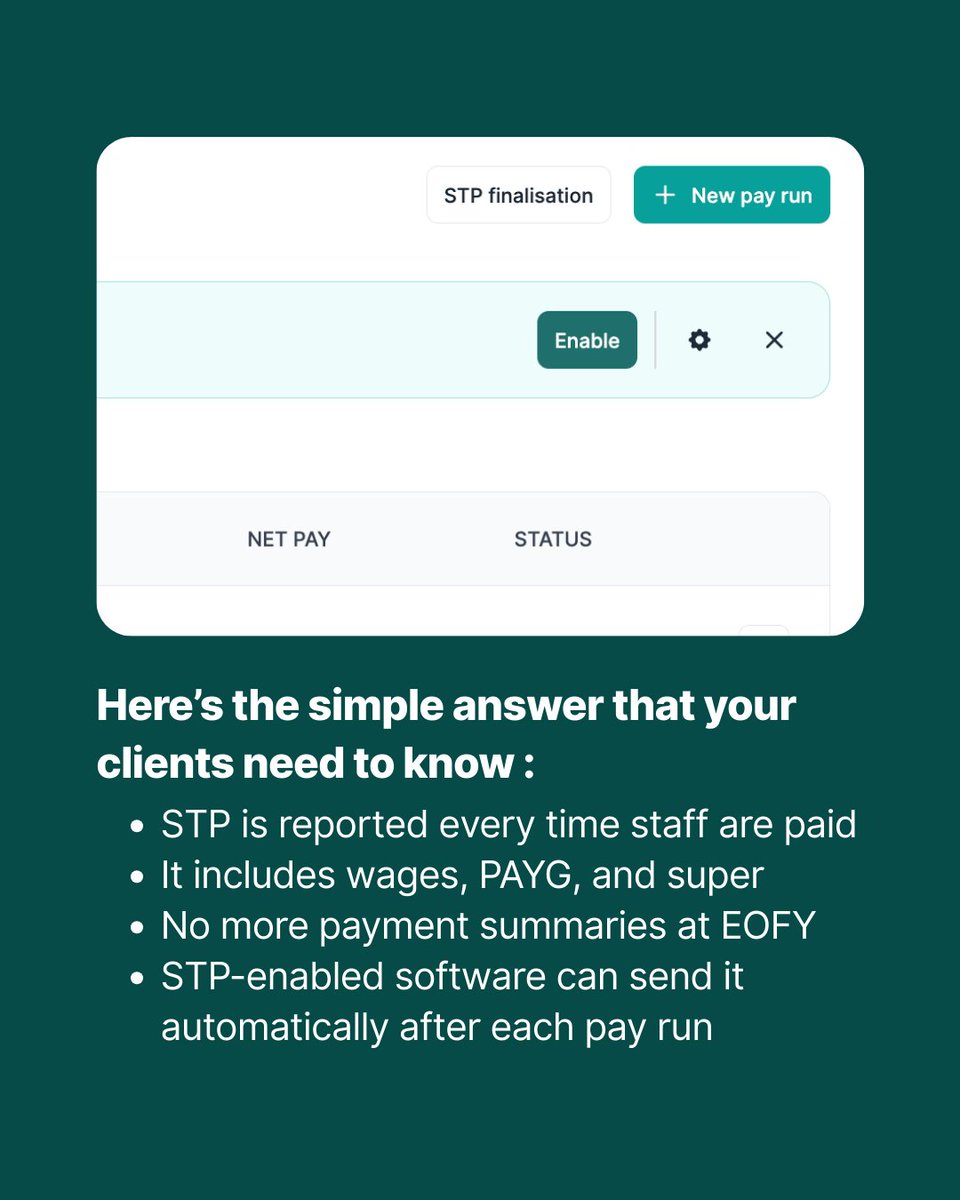 payrollerapp's tweet photo. If you work with small businesses, you already know this question never goes away.

Clear answers + the right software can save you hours of back-and-forth every week.

Learn how to simplify STP for your clients: https://t.co/2ucQKRLYxd

#payrollerapp #payrollforaccountants https://t.co/c6axZ0N6XO