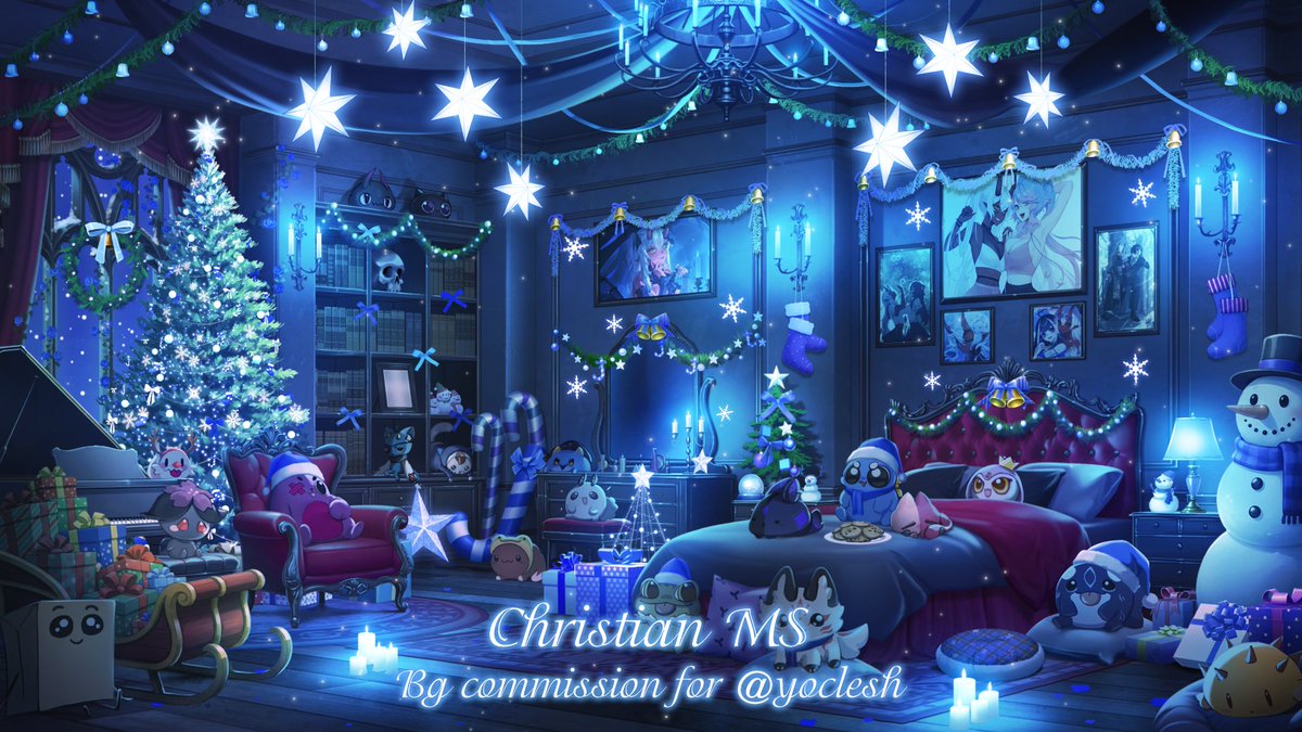 🥳Christmas version of <a href="/yoclesh/">yocci よち👹</a>  bedroom 🎄✨
✨Wishing everyone a warm and cozy Christmas and happy holidays!
✨Thank you all so much for the love and support this year 💛
#akumillust #akumilk #Christmas #MerryChristmas