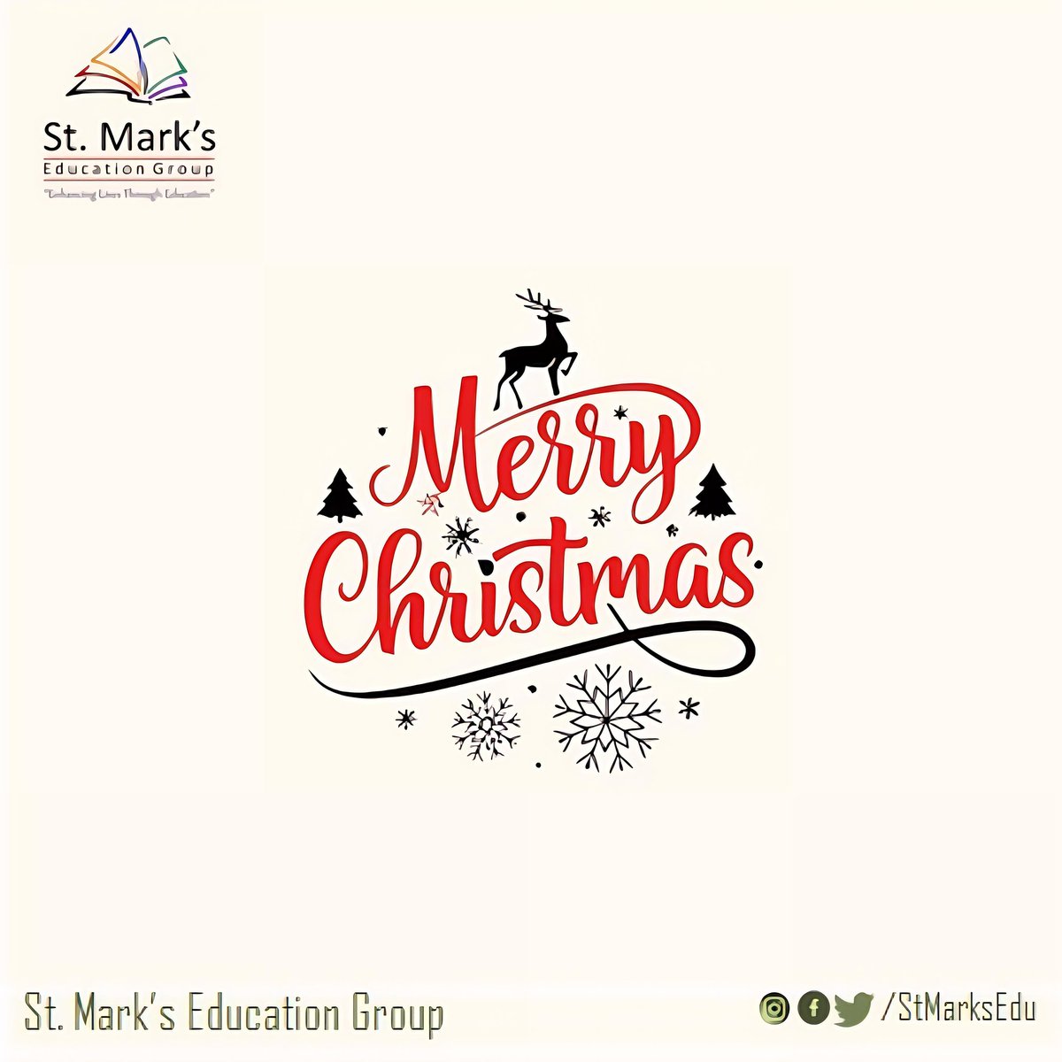 StMarksEDU's tweet photo. Christmas Greetings from St. Mark’s Education Group 🎄✨

May this season of joy fill every heart with hope, kindness, and gratitude. 

We wish one and all, a Christmas filled with love, peace, and meaningful moments of togetherness. 
#MerryChristmas #SeasonsGreetings #StMarksEDU https://t.co/3O8RGYuxQj