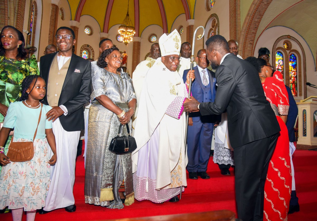 HEBobiwine's tweet photo. We celebrated Christmas mass today at Lubaga Cathedral with eminent citizens and leaders from all walks of life. We thank the Archbishop of Kampala Archdiocese His Grace the Most Reverend Paul Ssemogerere and the Katikkiro of Buganda Owek. Charles Peter Mayiga who both condemned the blatant violence against us by the police and military during the election campaign season. Merry Christmas comrades!