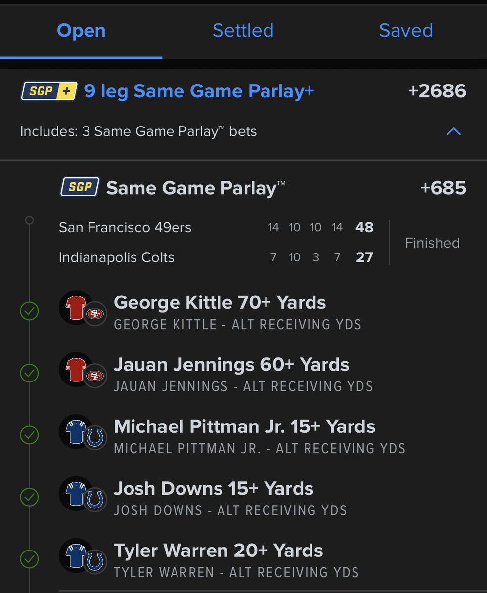 TjftInvestments's tweet photo. ๐ Christmas Games = CASH MODE ๐
Alt yards were on point ๐
Multiple SGPs finishing strong as open bets close โ
Process > noise. Staying locked in. ๐ฐ๐ฅ
#ChristmasGames #AltYards #SGP #NFLPicks #NBAProps #FanDuel #BettingTwitter #SportsBetting #ProfitBoost https://t.co/UXXNzcCPua