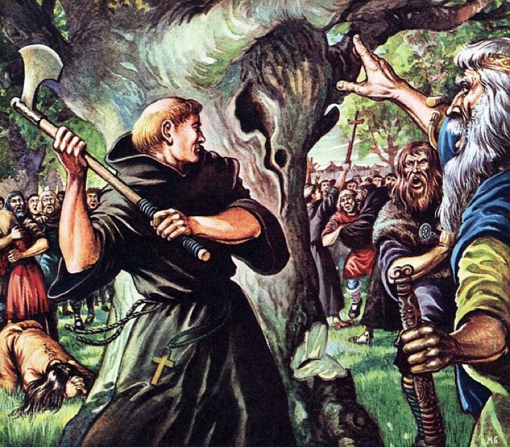 smashbaals's tweet image. Christmas trees are Christian

After seeing pagans worshiping an Oak Boniface chopped it down

He then preached the Gospel to them and said the young fir is a reminder of Christ, "It's the sign of an endless life, for its leaves are ever green. See how it points upward to heaven