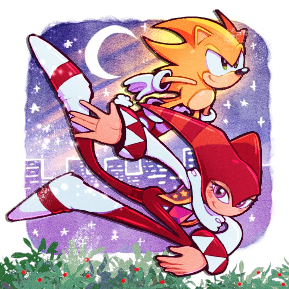 boiled_walrus's tweet photo. Merry Christmas from Sonic and Nights!! https://t.co/38z8y8GRgE