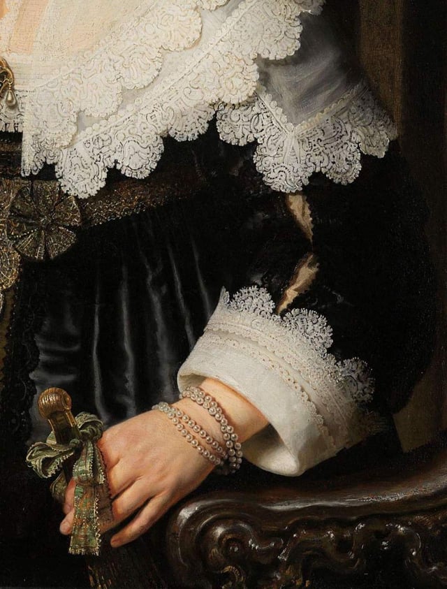 The stunning detail in the clothing from Rembrandt's painting, 1639.