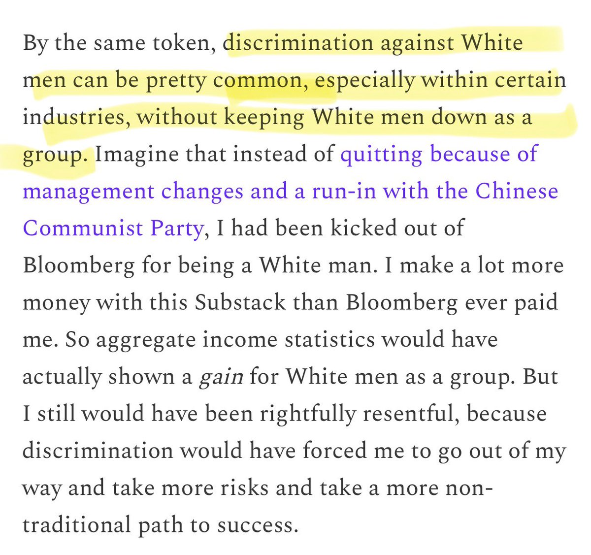 oelayat's tweet image. Noah Smith’s incredible contribution to the debate: reinventing wokeness for white guys from first principles. Yes, he admits there’s no evidence of discrimination—but have you considered the thoughts and feelings of his friends? They have every right to feel aggrieved.