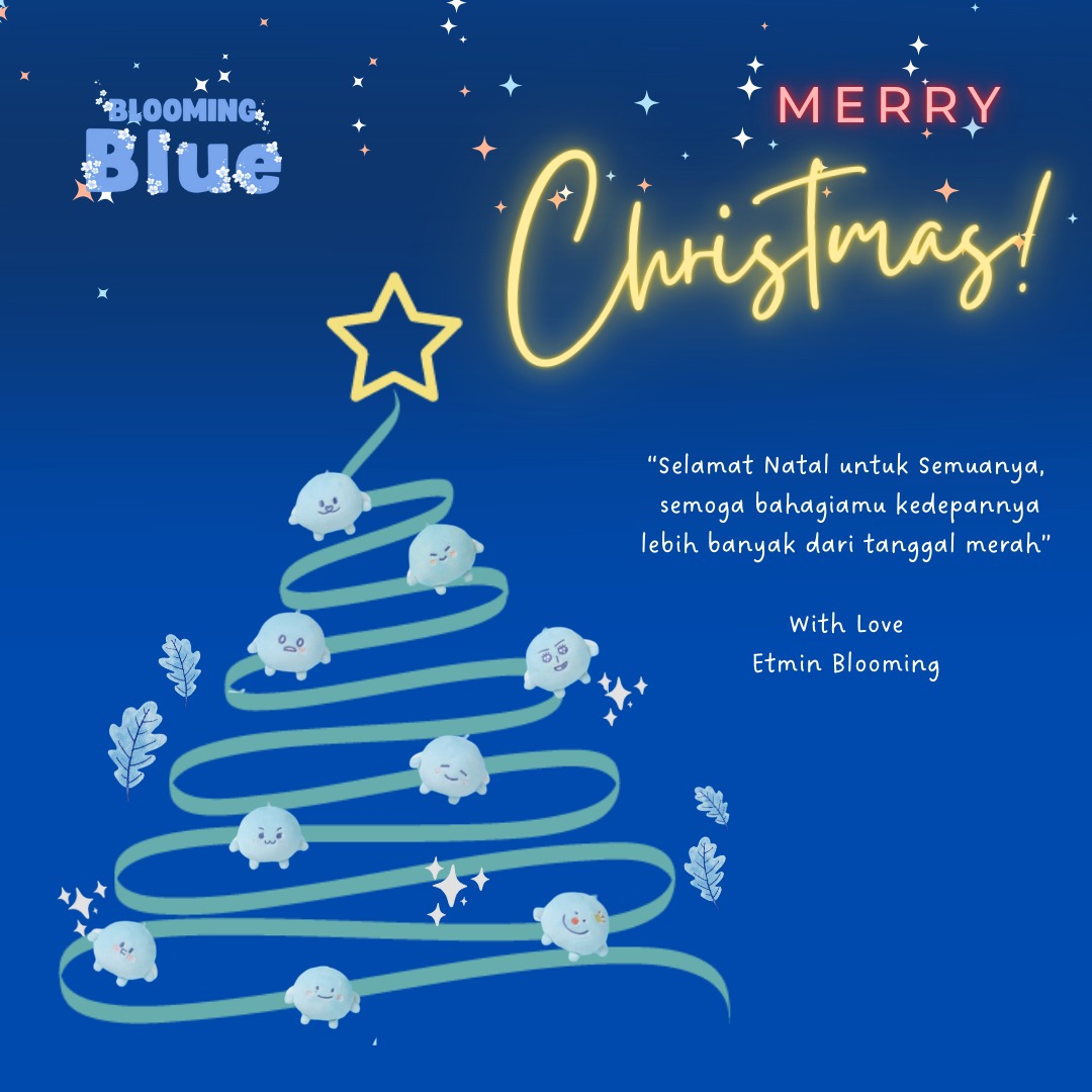 Merry Christmas from Blooming Blue! 🎄💙  

Semoga harimu sehangat cokelat panas &amp; secerah lampu Natal ✨  

Let's bloom together with Blooming Blue 🌸