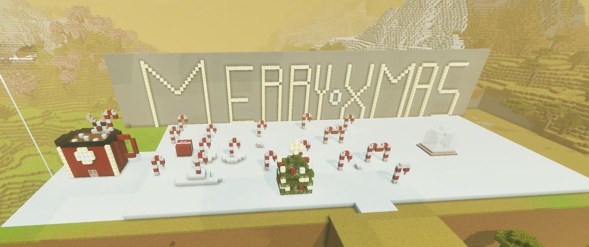 prinxcessrae's tweet image. Happy Christmas everyone! ✨🎄🎅🏻 hope you all have an amazing day with family and friends! 

also please enjoy my decorating on minecraft with special help from Newt who did the candy canes and snow! 

❄️ @dgstrikes @ChuckyyFPS @smackzyns @MiniBuzzed @luvPenguinz