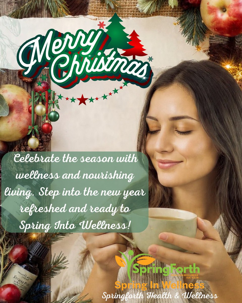SpringforthW's tweet image. 🎄✨ Merry Christmas from Springforth Health &amp;amp; Wellness! ✨🎄
This season, celebrate health, happiness &amp;amp; holistic living. Nourish your body, embrace natural care, and step into the new year energized. Self-care is the best gift 🌿💚
#SpringIntoWellness #HealthyHolidays