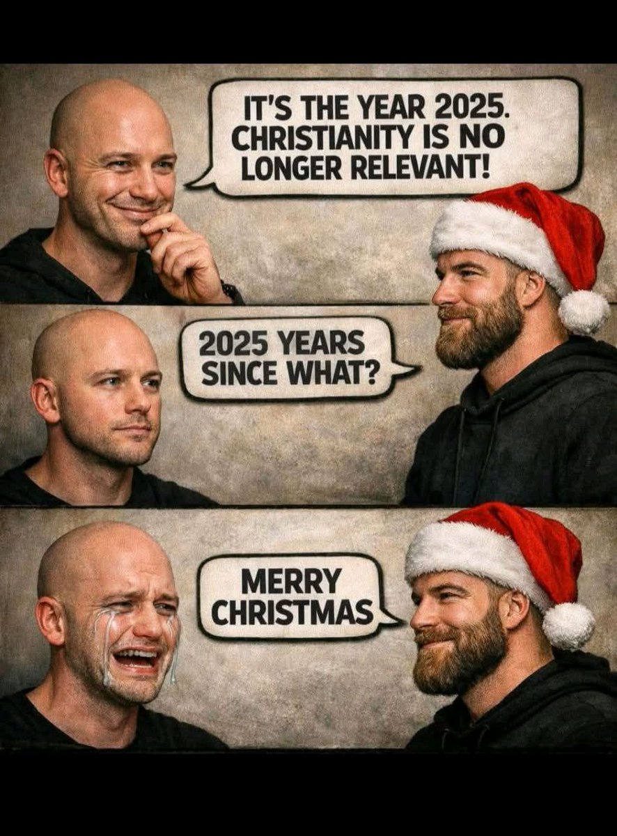 fight4newjersey's tweet photo. 2025 years since what?!" 😂 Bold holiday logic served fresh. Merry Christmas, everyone! 🎄🎁 #ChristmasHumor https://t.co/5NFMzlet8U