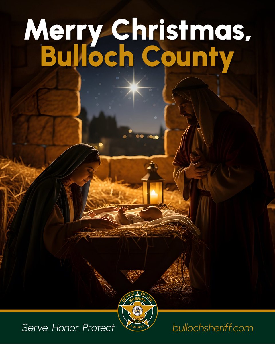 BullochSheriffs's tweet image. From our family to yours, the Bulloch County Sheriff’s Office wishes you a safe, joyful, and blessed Christmas season.
May the peace and hope of Jesus fill your hearts and homes today and always. 💙

#BCSO
#BullochCountySheriffsOffice