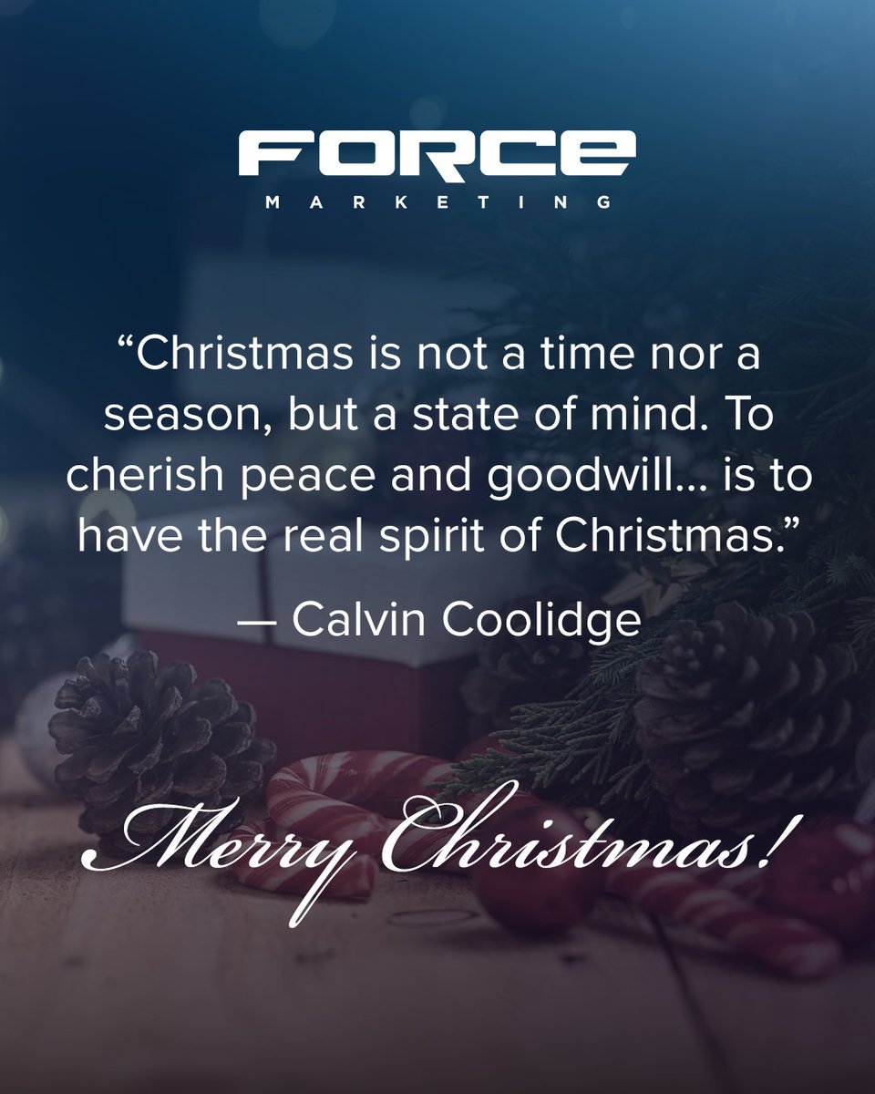 Merry Christmas from all of us at Force. Wishing you a peaceful holiday and time well spent with those closest to you.
