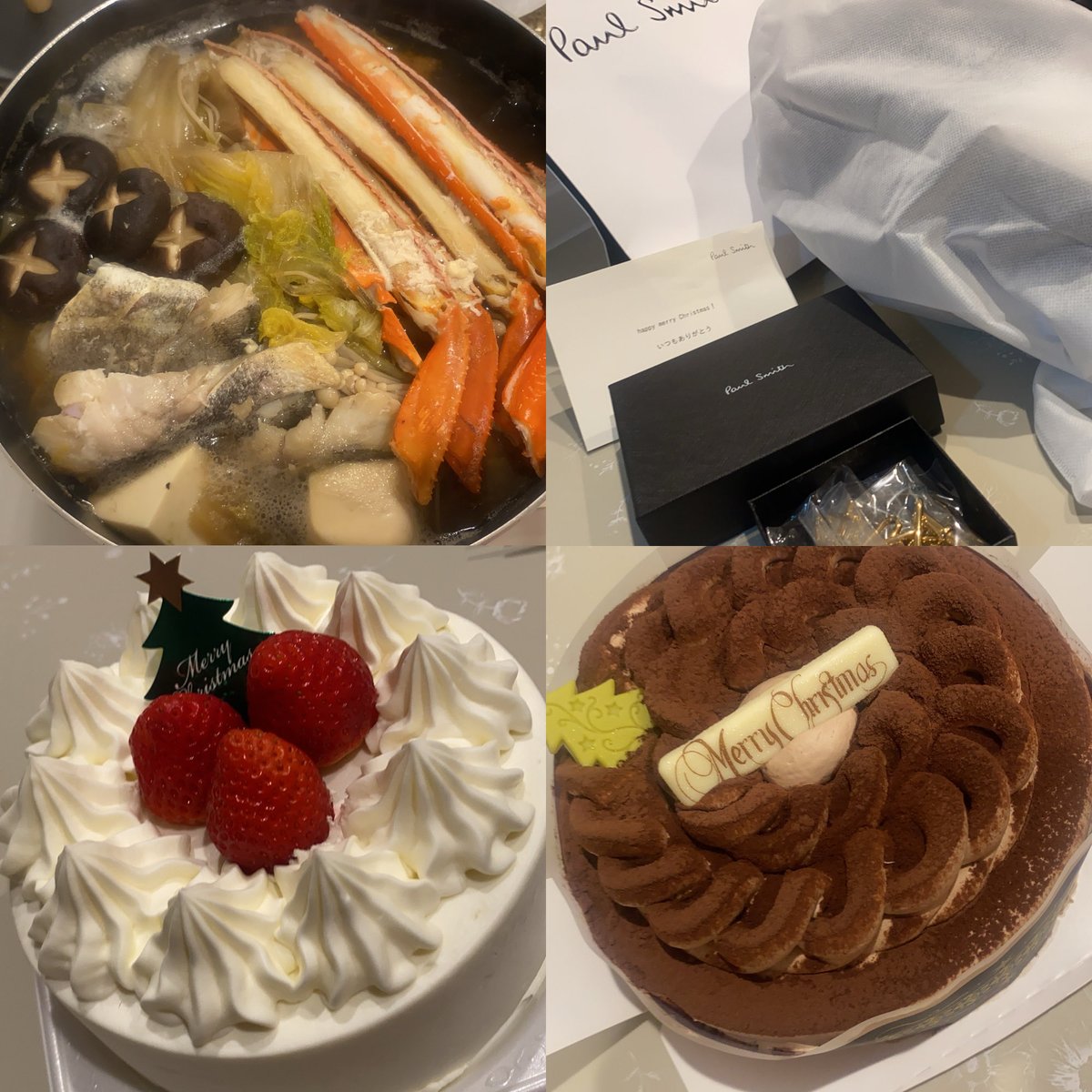 kusodemoenjoy's tweet photo. ﾒﾘｰｸﾘｽﾏｽ🎄
おいたんは財布とﾎﾞﾃﾞｨﾊﾞｯｸ
私はｱｸｾｻﾘｰ色々☺️
ｽﾃｰｷ焼いてって言われたけど嫌すぎて蟹鱈🍲で手を打ちました
忙しくてﾀｲﾐﾝｸﾞ合わんくてｹｰｷ屋さんに予約行けんくてｺﾝﾋﾞﾆｸﾘｽﾏｽｹｰｷにしたけどまじ後悔 https://t.co/RWthEyvlCW
