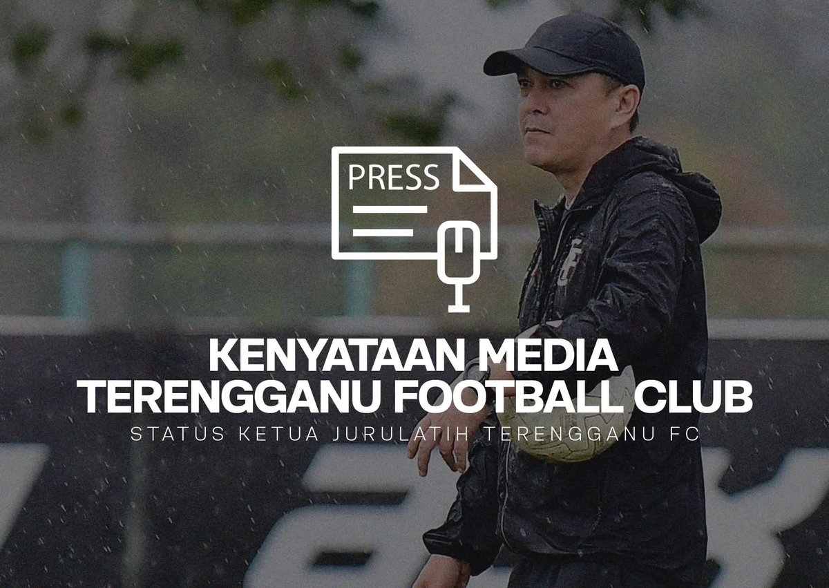 FCTerengganu's tweet photo. 𝐊𝐄𝐍𝐘𝐀𝐓𝐀𝐀𝐍 𝐌𝐄𝐃𝐈𝐀 𝐓𝐄𝐑𝐄𝐍𝐆𝐆𝐀𝐍𝐔 𝐅𝐂 | 𝐒𝐓𝐀𝐓𝐔𝐒 𝐊𝐄𝐓𝐔𝐀 𝐉𝐔𝐑𝐔𝐋𝐀𝐓𝐈𝐇 𝐓𝐄𝐑𝐄𝐍𝐆𝐆𝐀𝐍𝐔 𝐅𝐂

Terengganu Football Club Sdn. Bhd. (TFCSB) ingin memaklumkan bahawa Jawatankuasa Teknikal serta Ahli Lembaga Pengarah TFCSB telah memutuskan untuk merehatkan Ketua Jurulatih, Badrul Afzan bin Razali, berkuat kuasa serta-merta.

Sehubungan dengan keputusan tersebut, pihak kelab ingin mengumumkan bahawa Tengku Hazman Raja Hassan, selaku Penolong Jurulatih, telah dilantik sebagai Ketua Jurulatih Interim sehingga pengumuman ketua jurulatih baharu secara rasmi.

Dengan ini, TFCSB ingin merakamkan setinggi-tinggi penghargaan kepada Badrul Afzan bin Razali atas segala komitmen, sumbangan dan khidmat bakti beliau sepanjang bersama pasukan.

#TerengganuFC
#WeBleedBlackAndWhite
