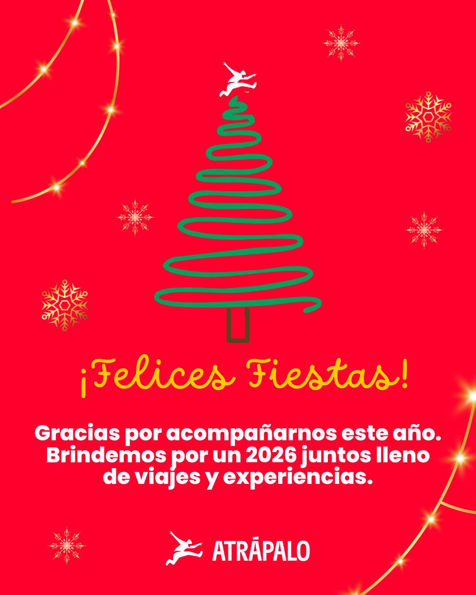Felices fiestas a toda nuestra comunidad de atrapadores 🎄
Gracias por acompañarnos un año más.
Que este 2026 nos encuentre disfrutando viajes y experiencias inolvidables por el mundo 🥂🌍
¡Salud!