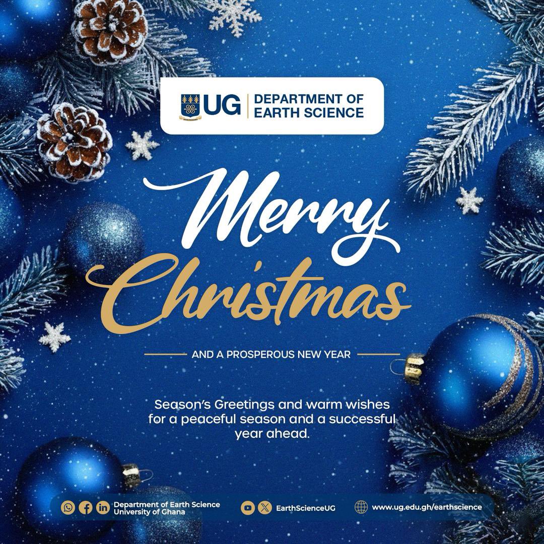 Merry Christmas!

From all of us in the <a href="/EarthScienceUG/">Department of Earth Science, University of Ghana</a>, thank you for being part of our journey. We look forward to continuing this path together in the New Year.

Accept our wishes of joy and peace.

#EarthScienceUG