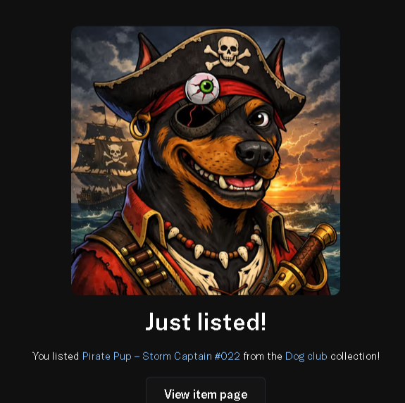 soulofwild's tweet photo. 🏴‍☠️⚡ Pirate Pup – Storm Captain #022 is LIVE!

A fearless Doberman pirate standing against the storm 🌊
⚔️ Cursed pirate eye
🧥 Battle-worn pirate fit
🔗 link below
https://t.co/SYX51vg7vE

#NFT #NFTCommunity #PolygonNFT #OpenSeaNFT #DigitalArt #NFTDrop #NFTCollector https://t.co/M8DuT1OTbN