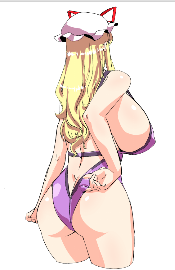 おっぱい練習 よこちちはみけつハイレグ水着八雲紫さま 