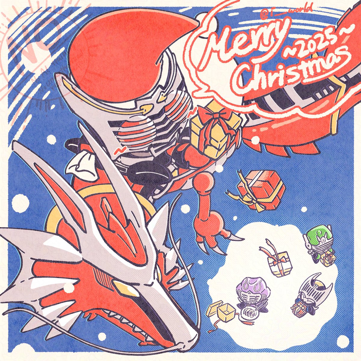 i_______world's tweet image. 赤いヒーローがやってくる🎄🐉 / 龍騎fanart