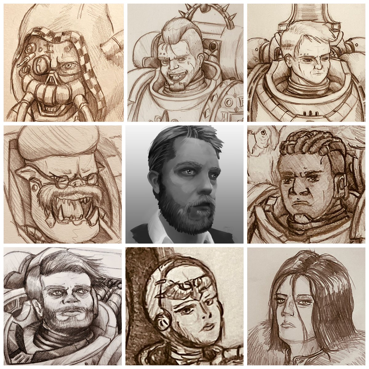 _Deus_Phoenix_'s tweet photo. Well here is my End of the year Art v artist post 2025.
Not much coloured works (as these were private commissions!) but done lots and lots Graphite and charcoal illustrations this year.

#artvsartist #spacemarines40k #spacemarine #artvsartist2025 #artvsartist2025❤️ https://t.co/VgwO8dOD6Y