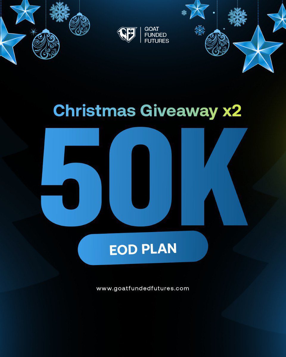 🎄✨ GFF CHRISTMAS GIVEAWAY ✨🎄

Win 2 × $50,000 EOD accounts 🐐📈

• Sign up 👉 

• Follow @gffutures @edwardxlreal <a href="/nxthanjoubert/">Naz</a> <a href="/New_owner1/">Abdullah_Fx 🛜</a> <a href="/Marwan_fx01/">Marwan_fx 🛜</a> 

checkout. • 👉goatfundedfutures.com/aff/273/

•IG 👉 instagram.com/goatfundedfutu…

• Discord 👉 discord.com/invite/kpw9rzY…

•