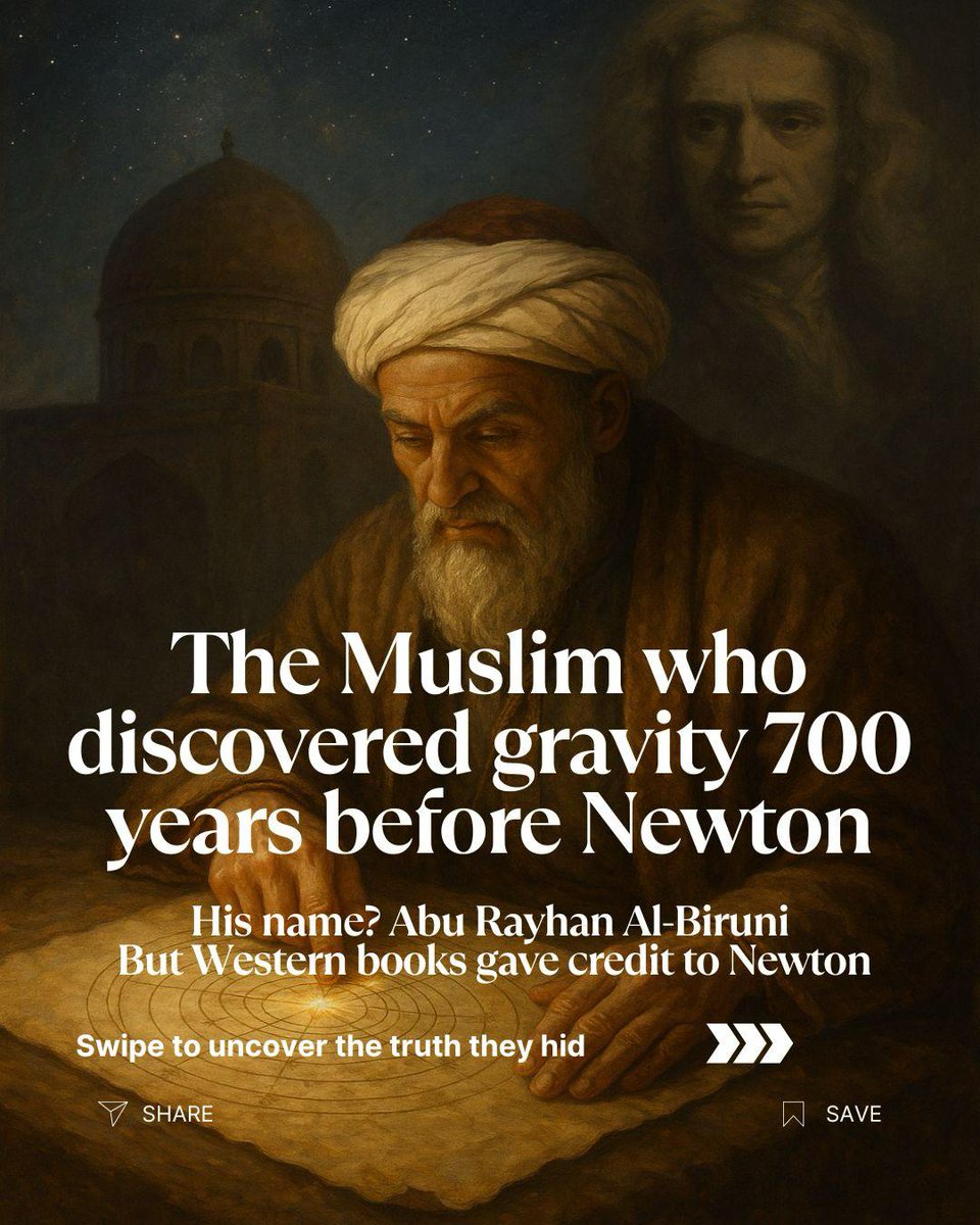 Cool_Ustaz's tweet image. The Muslim Who Discovered Gravity 700 Years Before Newton.

They told you Muslims only brought war, but they actually brought the knowledge the West is currently enjoying.

—THREAD 🧵
