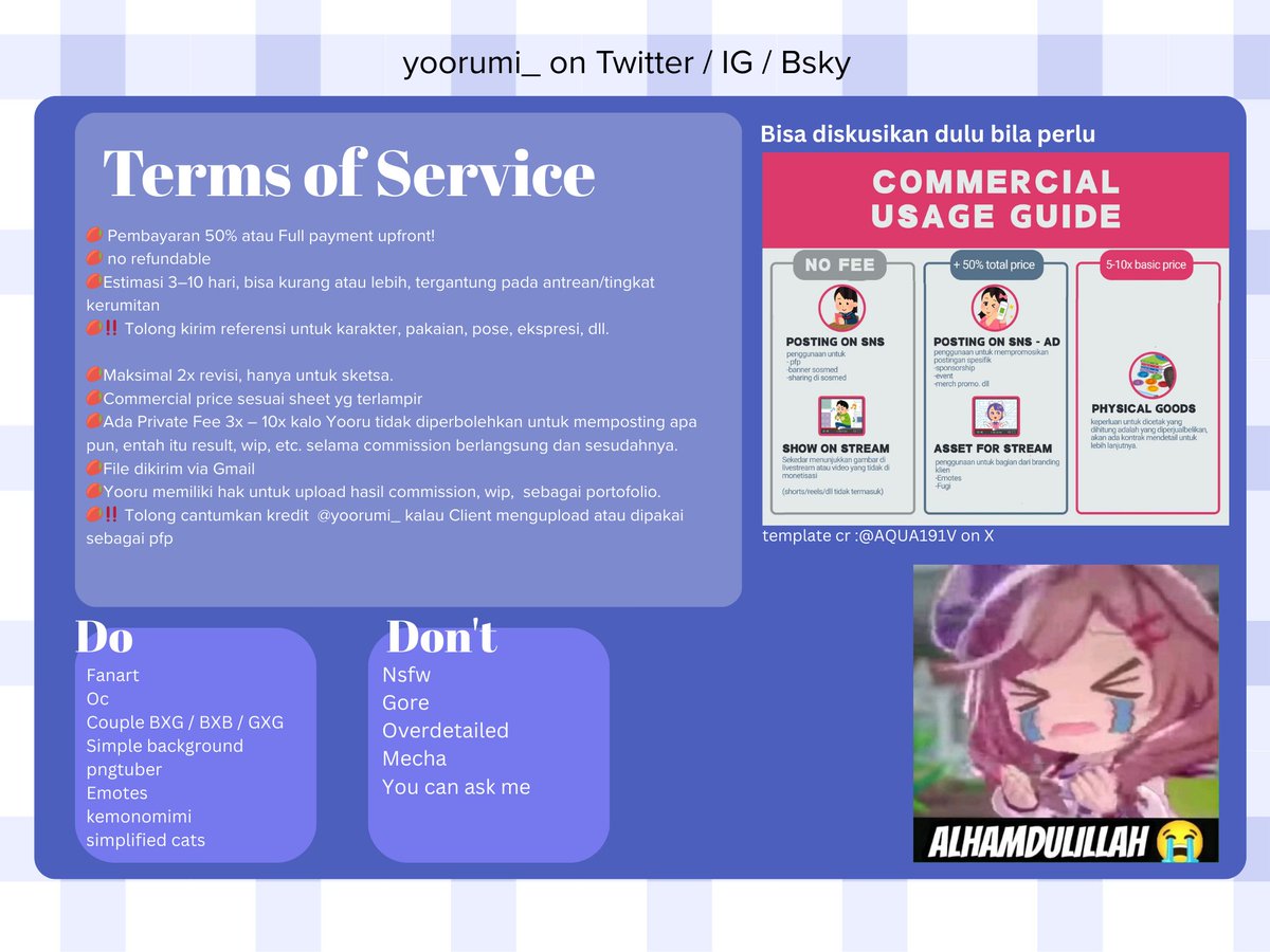 yoorumi_'s tweet image. [RT n like are appreciated!!]
🐈 CHIBI COMMISSION OPEN! 
🐈 Local only

Haloo aku kembali dgn harga yg lebih disesuaikan! bisa dm utk tanya2 terlebih dahulu yaa 😽

🐈 Utk samples n ToS ada di bawah 👇
#yoorucomms #commissionsopen