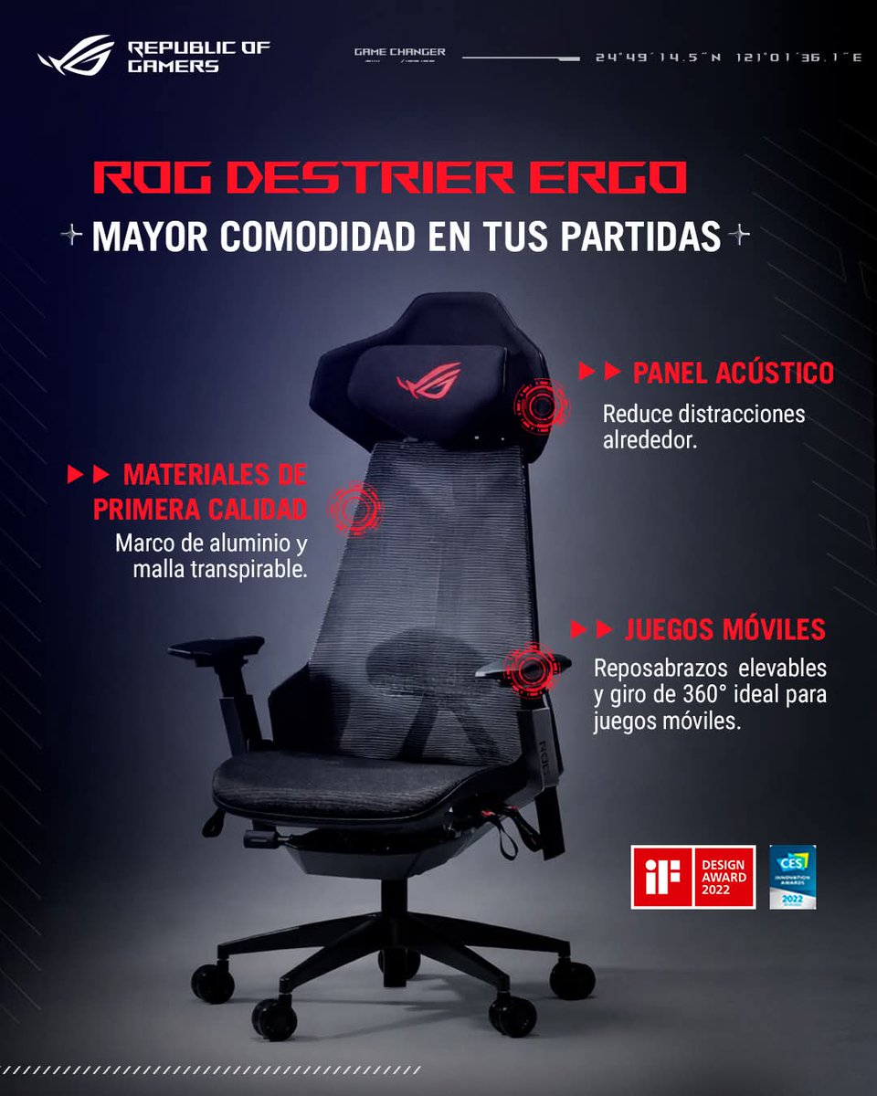 ROGMorelia's tweet photo. ROG Destrier Ergo está diseñada para largas partidas con Máxima Comodidad con Ergonomía de Alto nivel 💺✅

Disponible Aquí:
https://t.co/pb7ts157xy

#ROG #SillaGamer #ASUSROG https://t.co/47Vr9cl46Y
