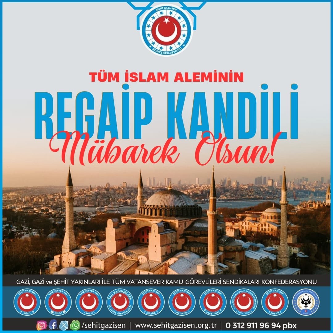 Tüm İslam aleminin Regaip kandilini kutlar bölgemize ve İslam coğrafyasına Birlik beraberlik sükunet barış ve sağlık diliyorum.
#RegaibKandili