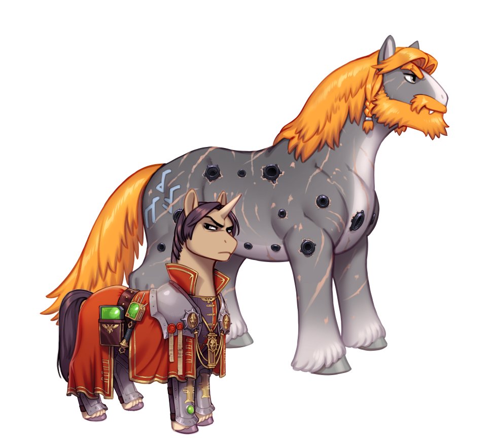 working on the last one (at least for now)

If human characters turns into ponies, Space Marine Ulfar will be a horse.
Heinrix for size comparison