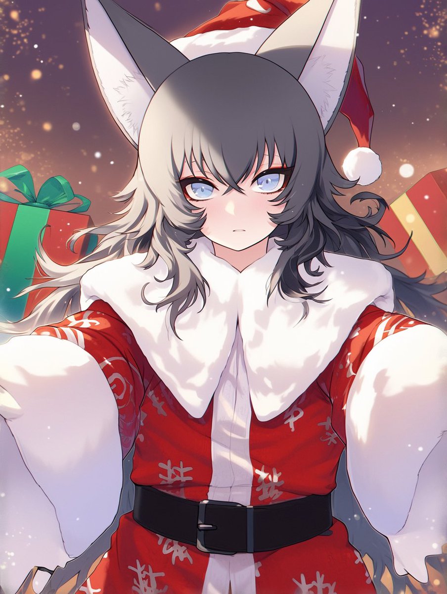 メリークリスマス、おいで

Merry Christmas! Have you been a good boy/girl?
Then come here, I’ll give you lots of pets and hugs.