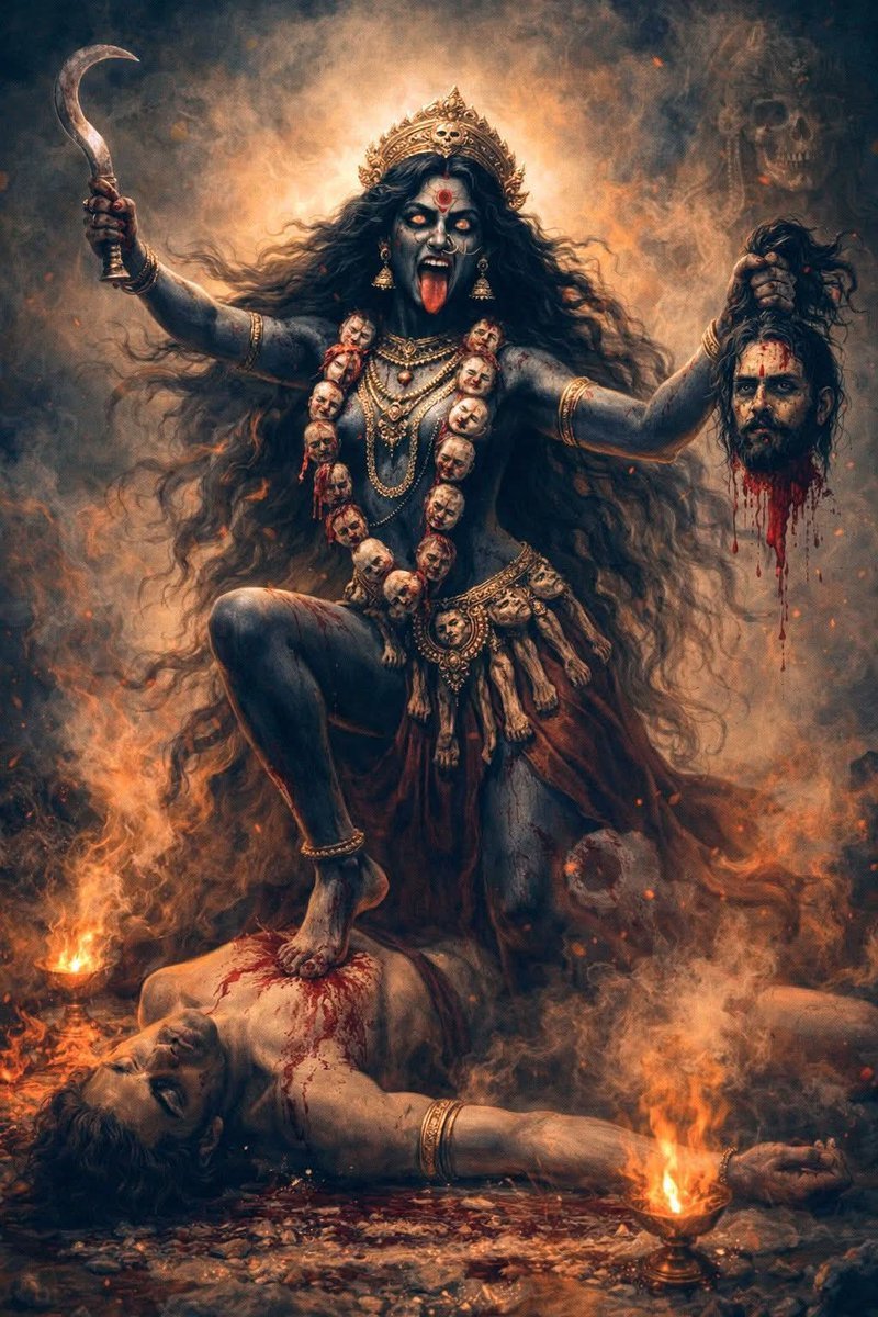 Maa Kali in Chandi Swarupa Embodies the Supreme Warrior Aspect of the Divine Mother, where fierce Shakti rises to annihilate adharma and protect cosmic order. 

In this form, Kali is the unstoppable force of righteousness swift, powerful, and uncompromising manifesting to destroy