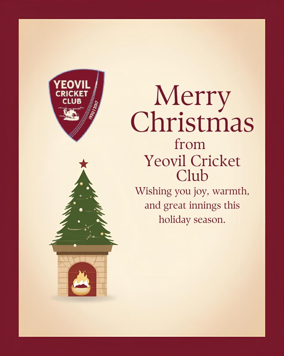 🏏Merry Christmas from everyone at Yeovil Cricket Club!

Even though the Ashes is definitely over 😔, there’s still plenty to enjoy at this time of year — good company and festive cheer!

Have a brilliant Christmas and we’ll see you back in the New Year! 🎅✨